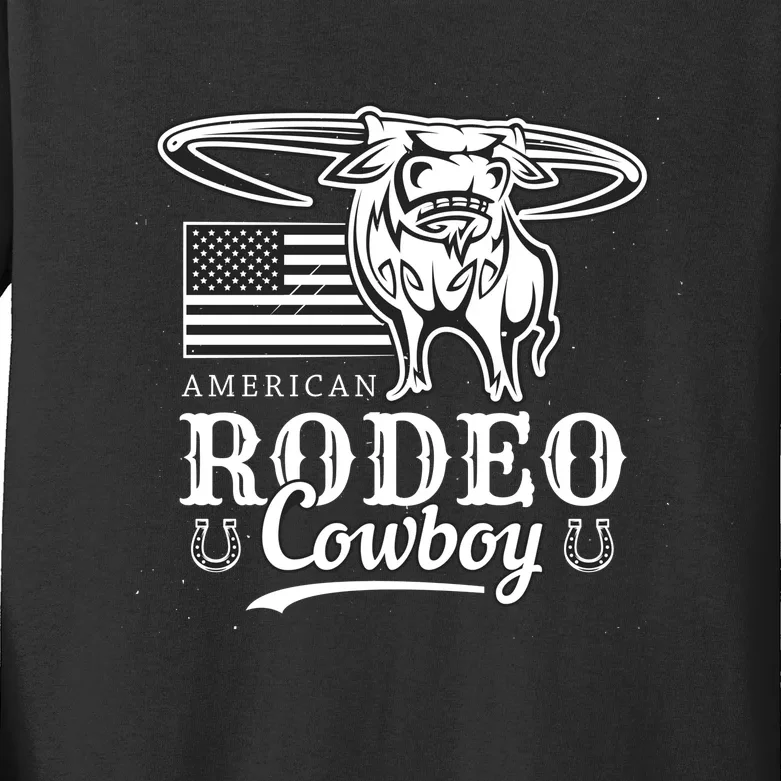 Bull Cowboy Rodeo Kids Long Sleeve Shirt