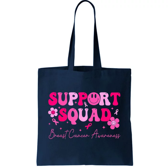 Breast Cancer Retro Groovy Support Squad Awareness Gift Tote Bag