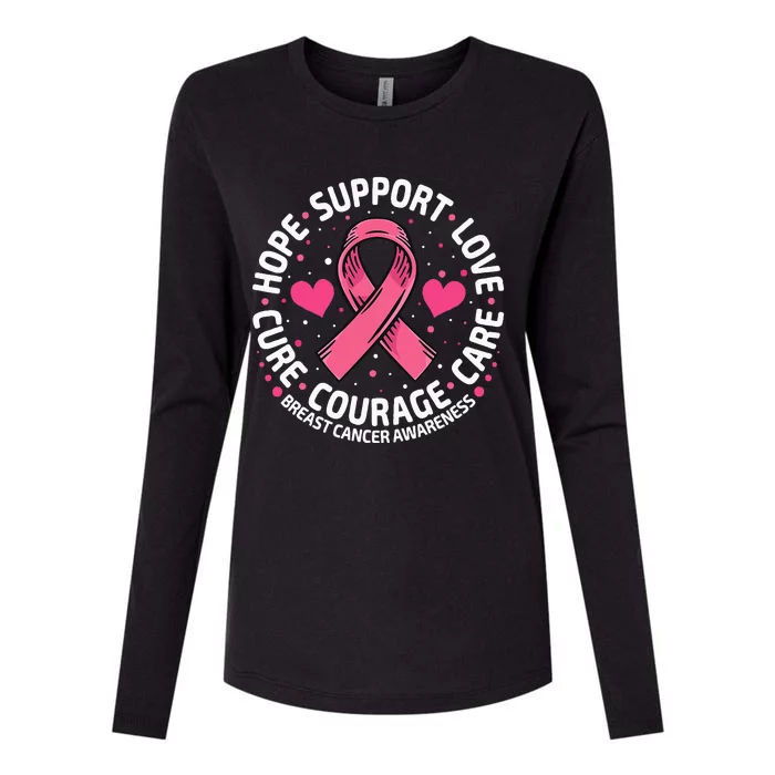 Breast Cancer Ribbon Breast Cancer Awareness Womens Cotton Relaxed Long Sleeve T-Shirt