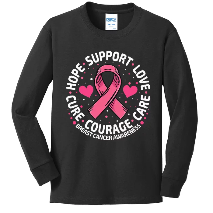 Breast Cancer Ribbon Breast Cancer Awareness Kids Long Sleeve Shirt