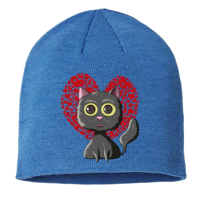 Black Cat Red Hearts Cute Cat Mom Valentines Day Cat Lovers Funny Gift 8 1/2in Sustainable Knit Beanie