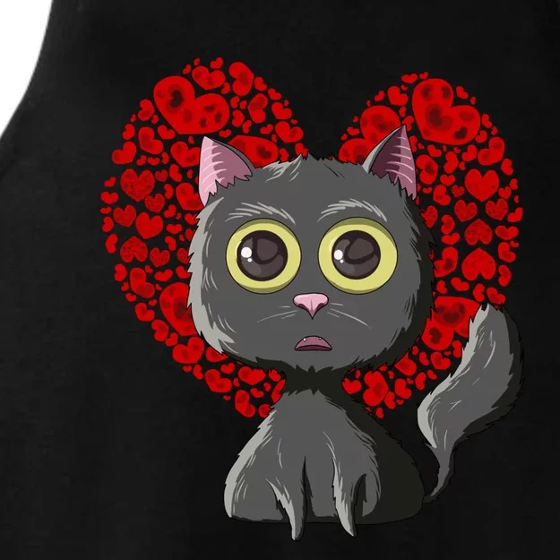 Black Cat Red Hearts Cute Cat Mom Valentines Day Cat Lovers Funny Gift Ladies Tri-Blend Wicking Tank