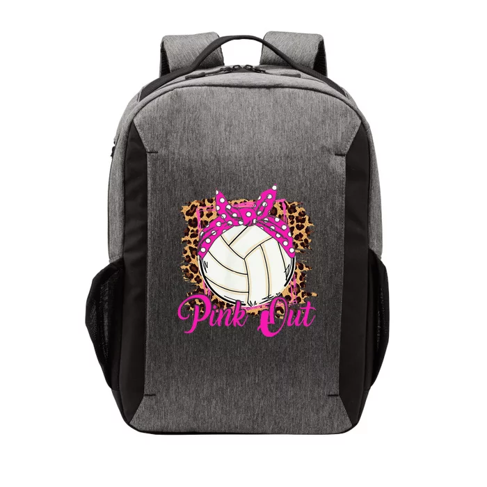 Breast Cancer Ribbon Pink Out Volleyball Pink Ribbon Leopard Vector Backpack