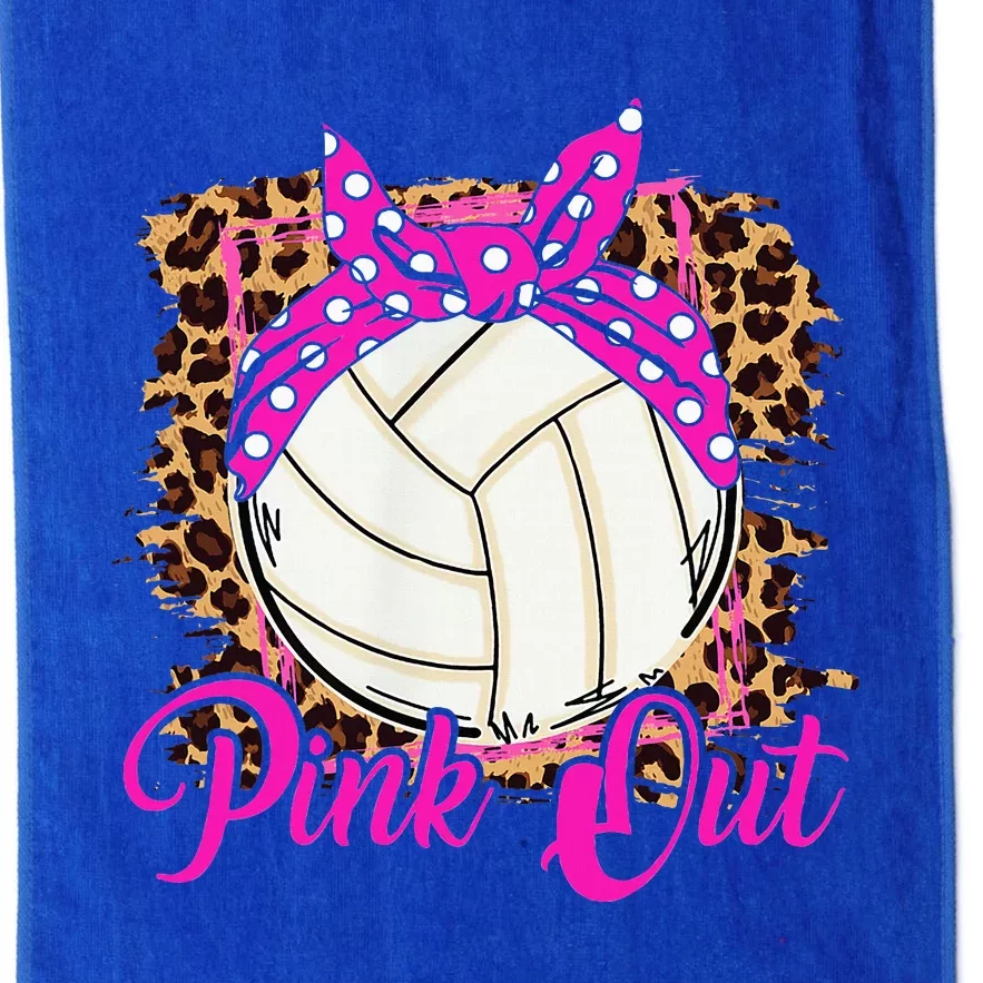 Breast Cancer Ribbon Pink Out Volleyball Pink Ribbon Leopard Platinum Collection Golf Towel