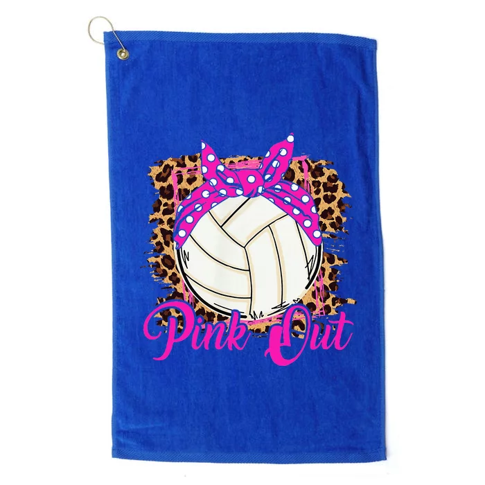 Breast Cancer Ribbon Pink Out Volleyball Pink Ribbon Leopard Platinum Collection Golf Towel