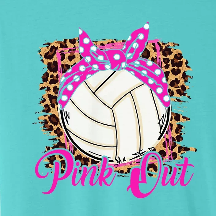 Breast Cancer Ribbon Pink Out Volleyball Pink Ribbon Leopard ChromaSoft Performance T-Shirt