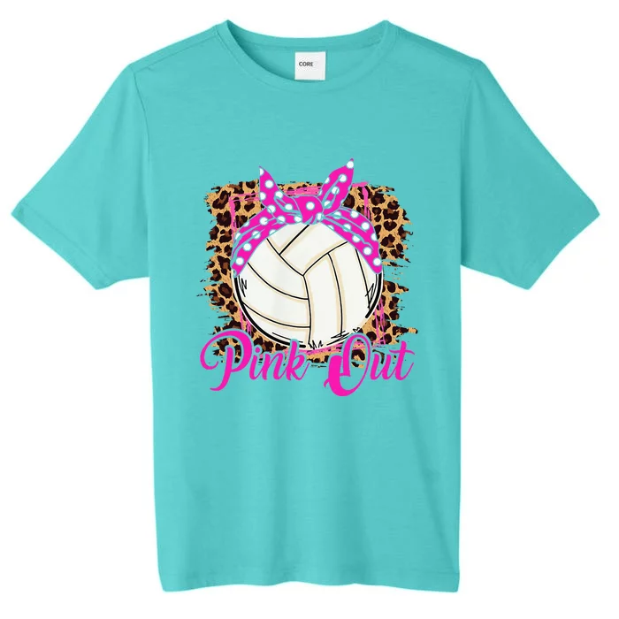 Breast Cancer Ribbon Pink Out Volleyball Pink Ribbon Leopard ChromaSoft Performance T-Shirt