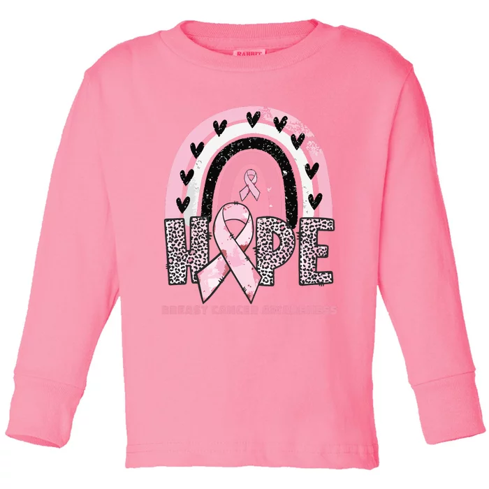 Breast Cancer Rainbow In October We Wear Pink Hope Support Toddler Long Sleeve Shirt