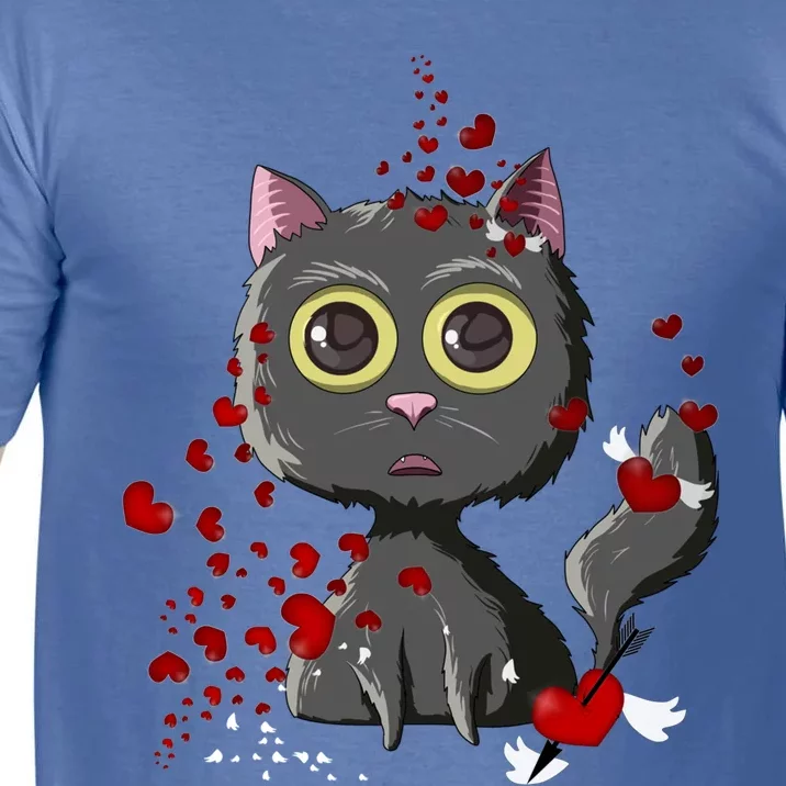 Black Cat Red Hearts Funny Cat Mom Valentines Day Cat Lover Sweatshir Comfort Colors T-Shirt