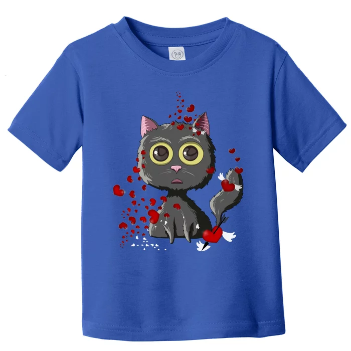 Black Cat Red Hearts Funny Cat Mom Valentines Day Cat Lover Sweatshir Toddler T-Shirt