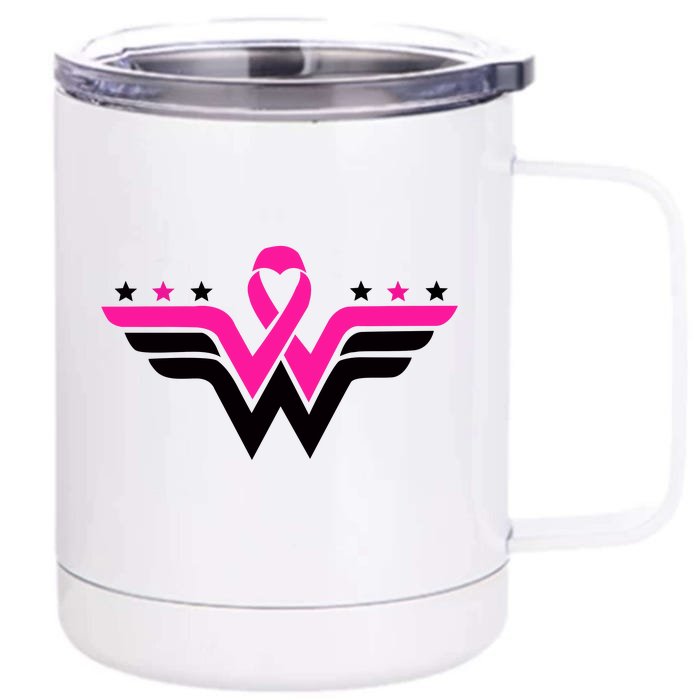 Breast Cancer Ribbon Front & Back 12oz Stainless Steel Tumbler Cup