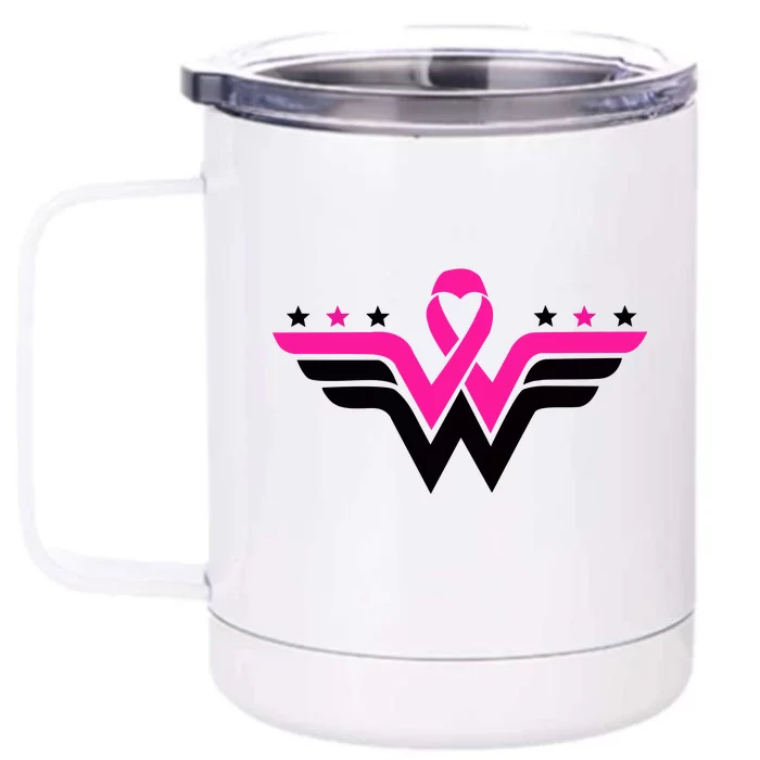 Breast Cancer Ribbon Front & Back 12oz Stainless Steel Tumbler Cup