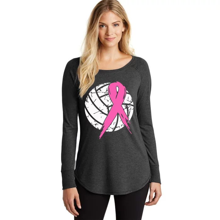 Breast Cancer Ribbon Volleyball Awareness Women's Perfect Tri Tunic Long Sleeve Shirt