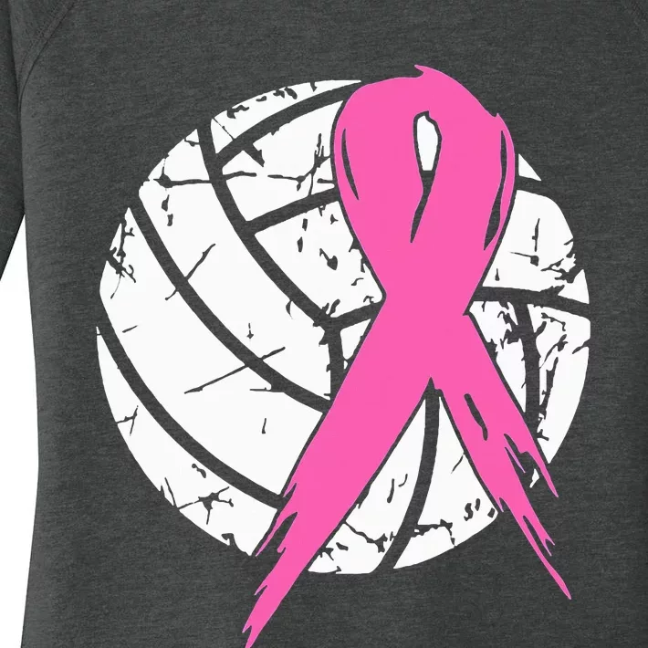 Breast Cancer Ribbon Volleyball Awareness Women's Perfect Tri Tunic Long Sleeve Shirt