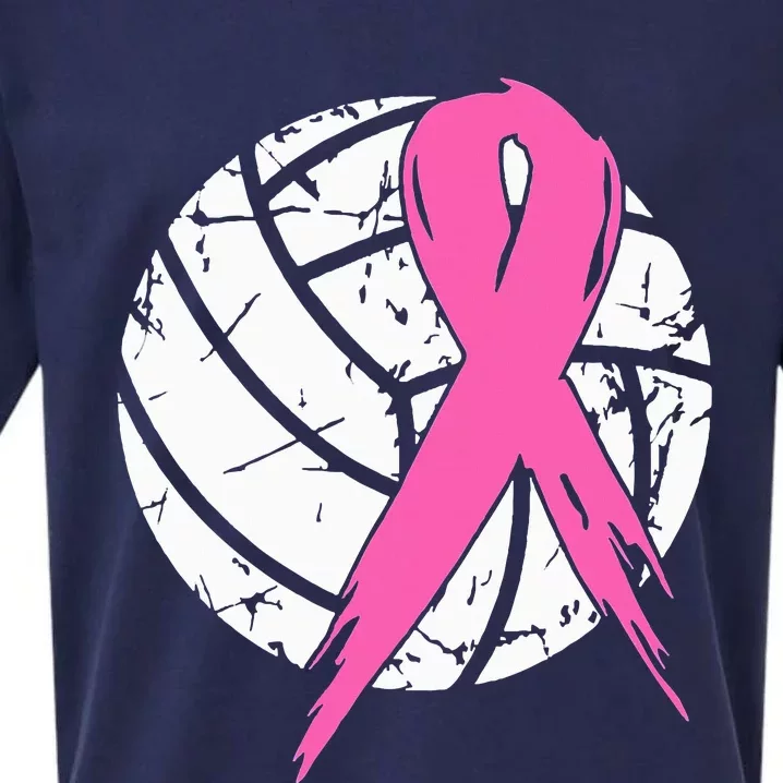 Breast Cancer Ribbon Volleyball Awareness Sueded Cloud Jersey T-Shirt