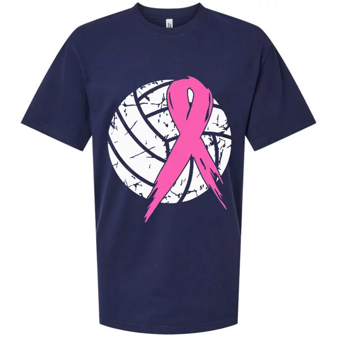 Breast Cancer Ribbon Volleyball Awareness Sueded Cloud Jersey T-Shirt