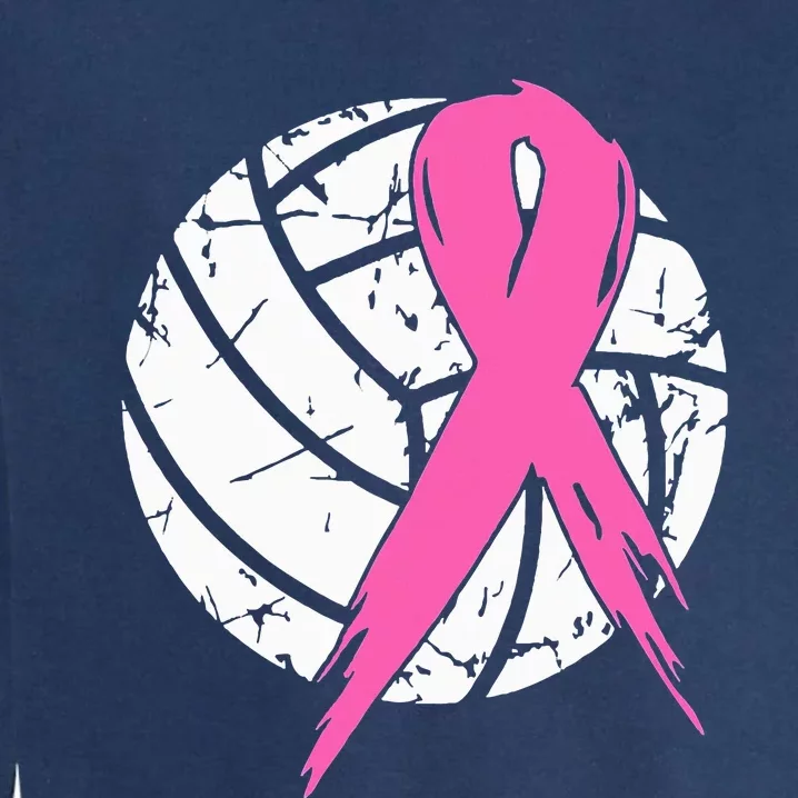 Breast Cancer Ribbon Volleyball Awareness Garment-Dyed Sweatshirt