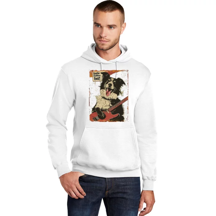 Border Collies Rock Vintage Band Guitar Design Hoodie