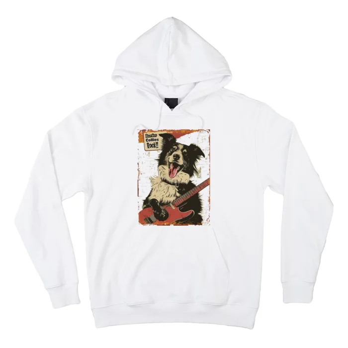 Border Collies Rock Vintage Band Guitar Design Hoodie