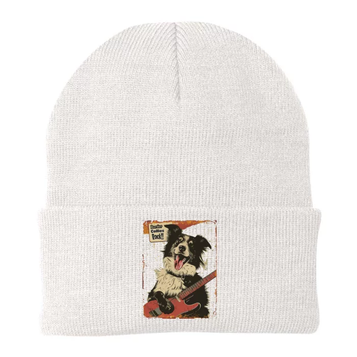 Border Collies Rock Vintage Band Guitar Design Knit Cap Winter Beanie