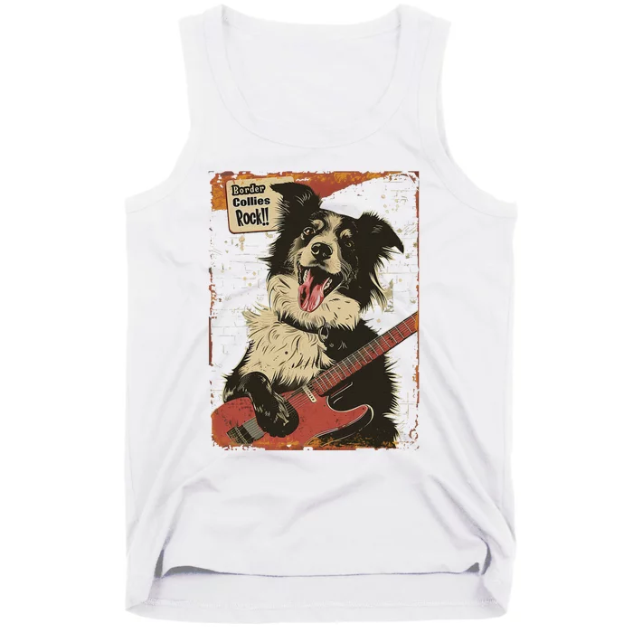 Border Collies Rock Vintage Band Guitar Design Tank Top