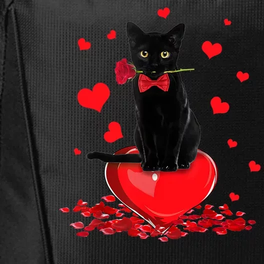 Black Cat Red Rose Valentines Day City Backpack