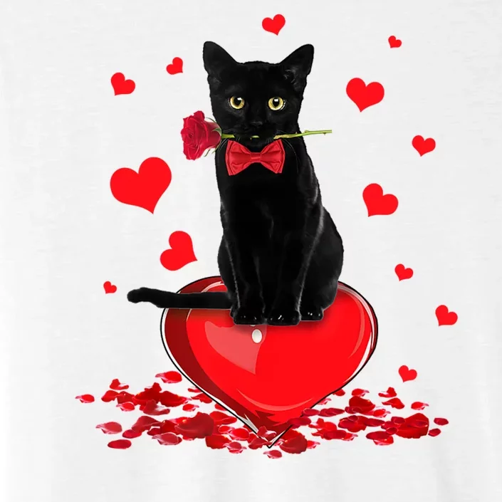 Black Cat Red Rose Valentines Day ChromaSoft Performance T-Shirt