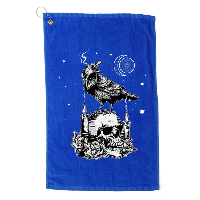 Black Crow Raven Skull Viking Norse Occult Gothic Platinum Collection Golf Towel