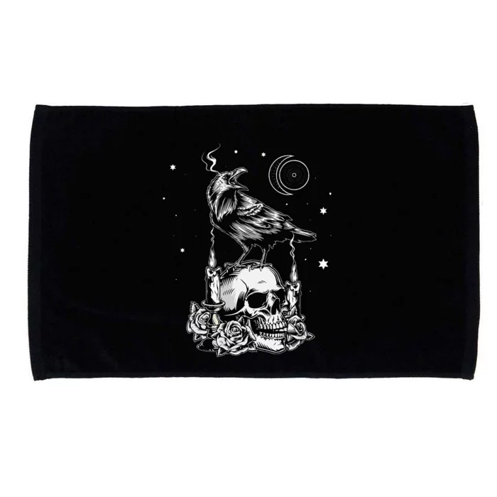 Black Crow Raven Skull Viking Norse Occult Gothic Microfiber Hand Towel