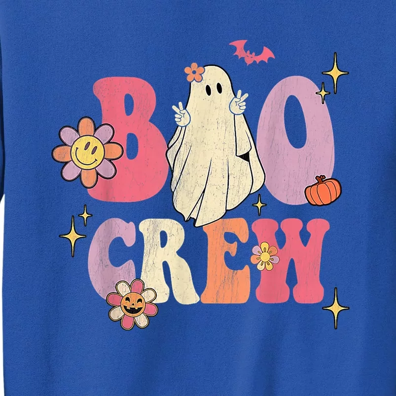 Boo Crew Retro Groovy Ghost Pumpkin Flower Halloween Costume Gift Sweatshirt