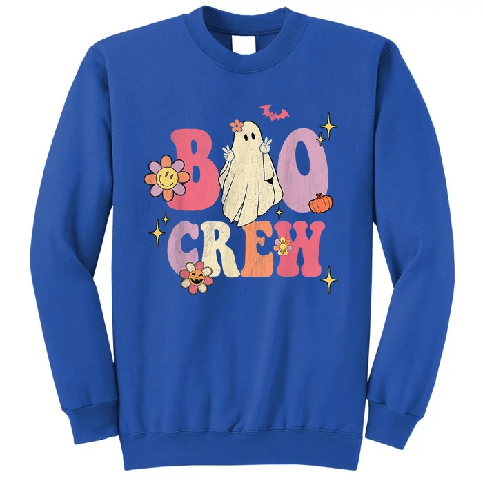 Boo Crew Retro Groovy Ghost Pumpkin Flower Halloween Costume Gift Sweatshirt