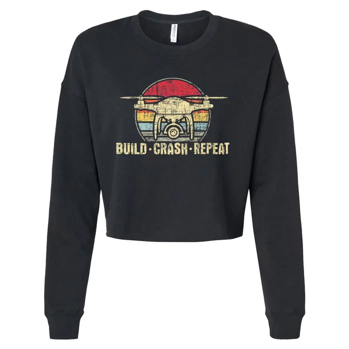 Build Crash Repeat Drone Pilot Quadcopter Faa Certified Cropped Pullover Crew