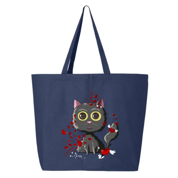 Black Cat Red Hearts Funny Cat Mom Valentines Day Cat Lover Cool Gift 25L Jumbo Tote