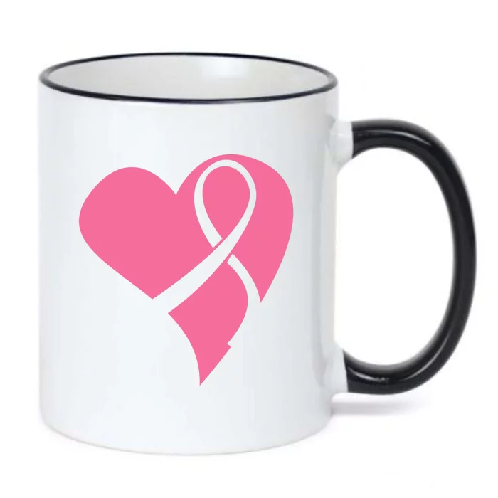 Breast Cancer Ribbon Heart Black Color Changing Mug