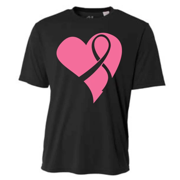 Breast Cancer Ribbon Heart Cooling Performance Crew T-Shirt