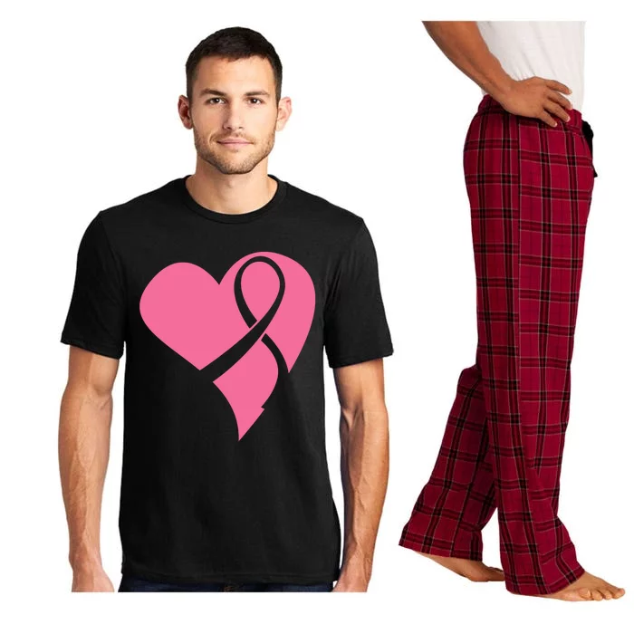 Breast Cancer Ribbon Heart Pajama Set