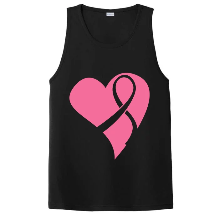 Breast Cancer Ribbon Heart Performance Tank