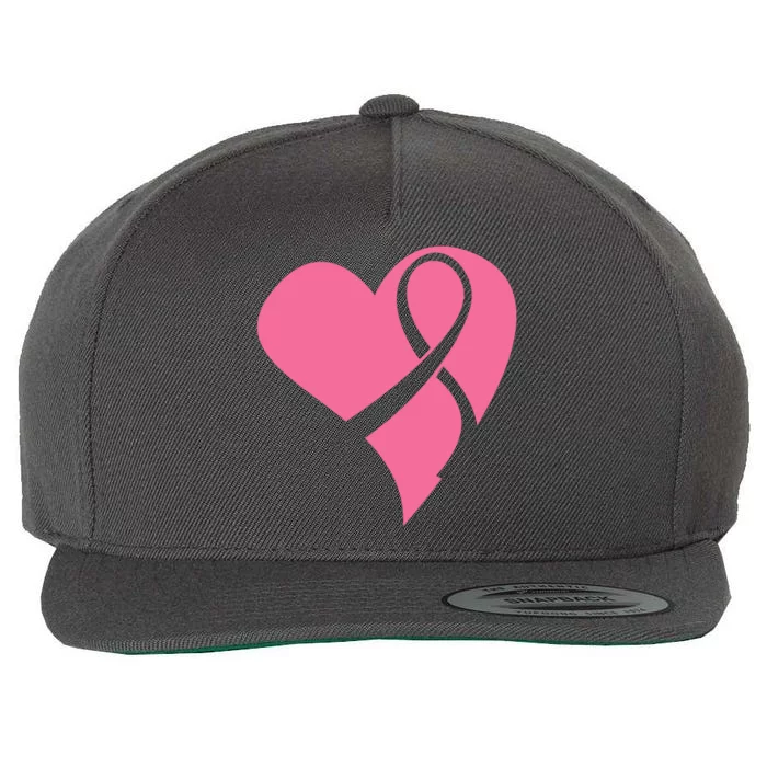 Breast Cancer Ribbon Heart Wool Snapback Cap