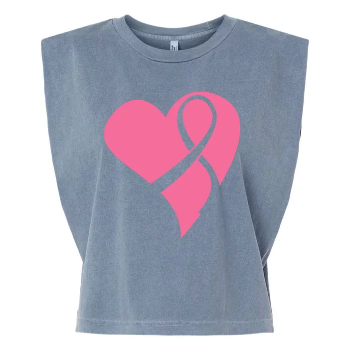 Breast Cancer Ribbon Heart Garment-Dyed Women's Muscle Tee