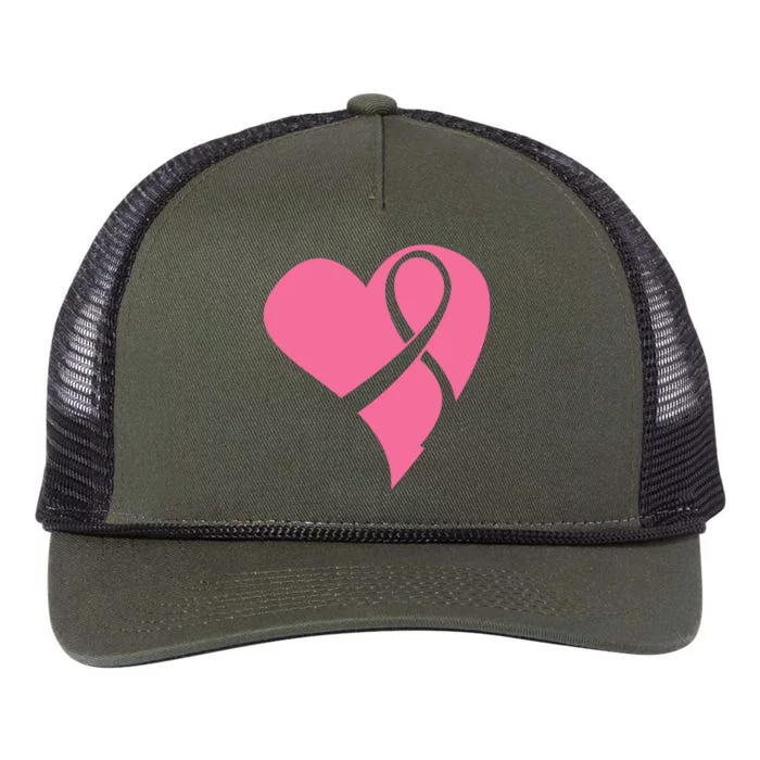 Breast Cancer Ribbon Heart Retro Rope Trucker Hat Cap