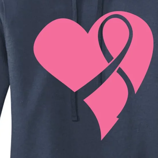 Breast Cancer Ribbon Heart Women's Pullover Hoodie