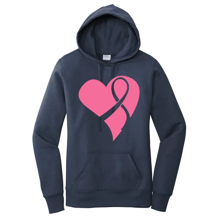 Breast Cancer Ribbon Heart Women's Pullover Hoodie