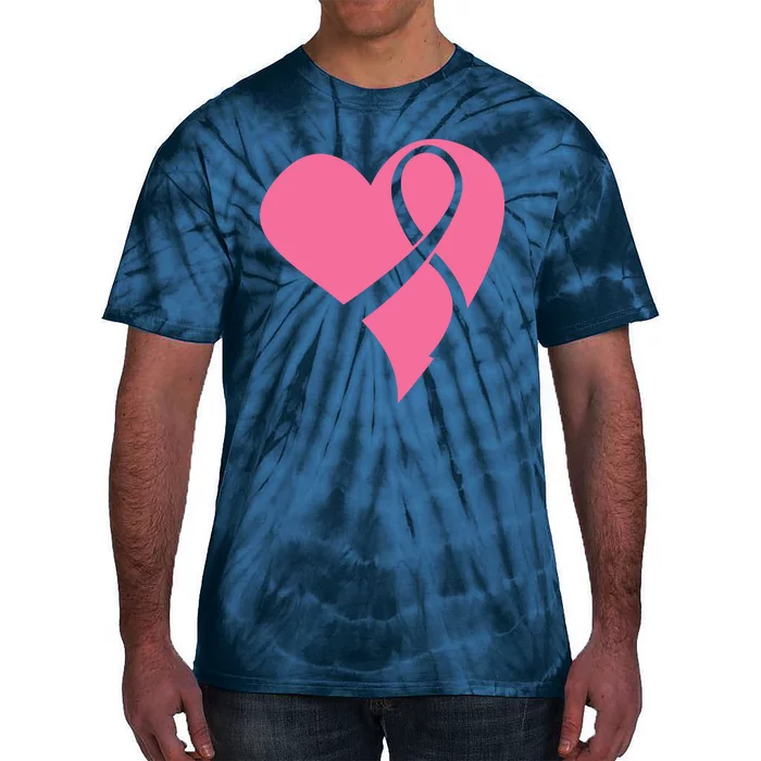 Breast Cancer Ribbon Heart Tie-Dye T-Shirt