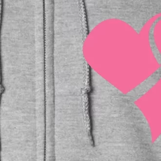 Breast Cancer Ribbon Heart Full Zip Hoodie