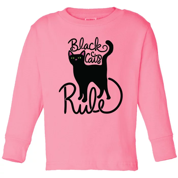 Black Cats RULE Fun Black Cat Mom Cute Toddler Long Sleeve Shirt