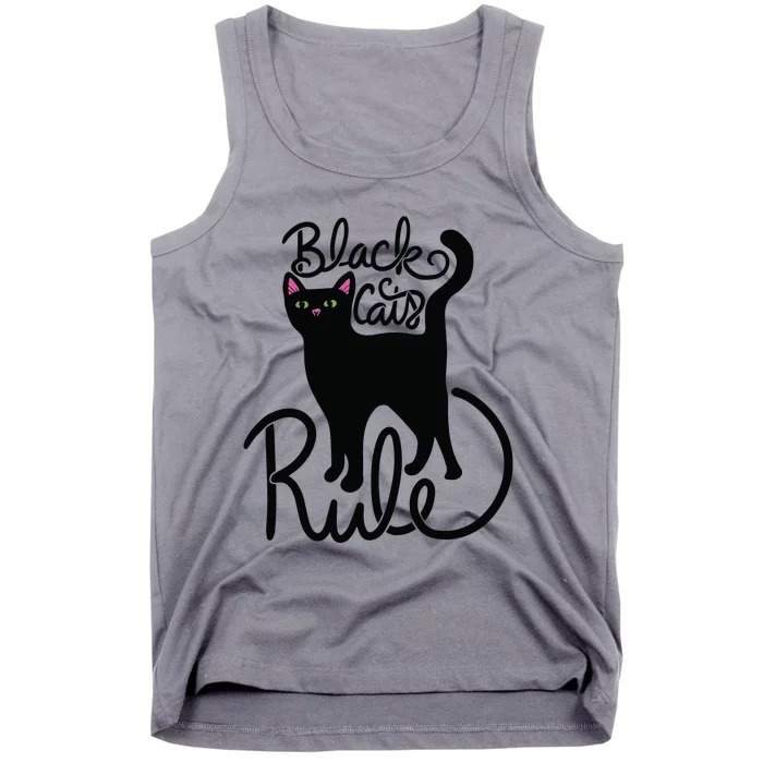 Black Cats RULE Fun Black Cat Mom Cute Tank Top