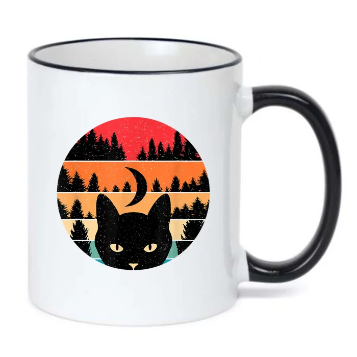 Black Cat Retro Cat Lover Cat Moon Forest Black Color Changing Mug