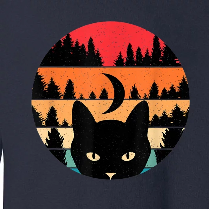 Black Cat Retro Cat Lover Cat Moon Forest Toddler Sweatshirt