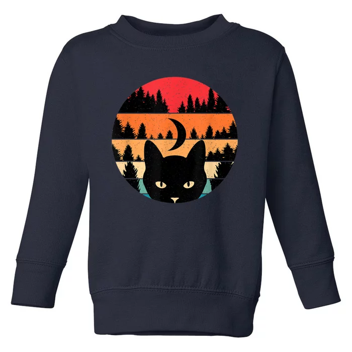 Black Cat Retro Cat Lover Cat Moon Forest Toddler Sweatshirt