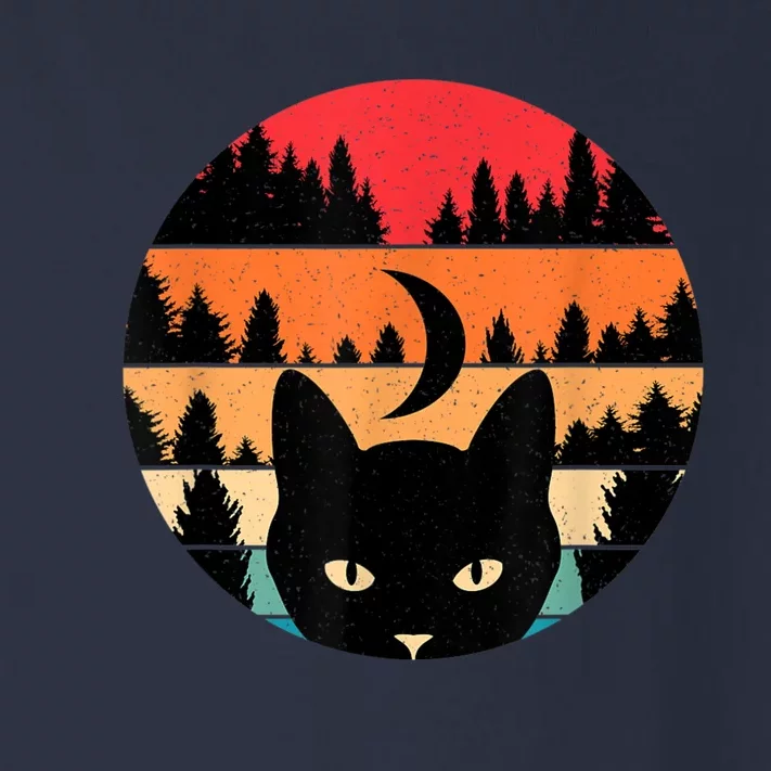 Black Cat Retro Cat Lover Cat Moon Forest Toddler Long Sleeve Shirt